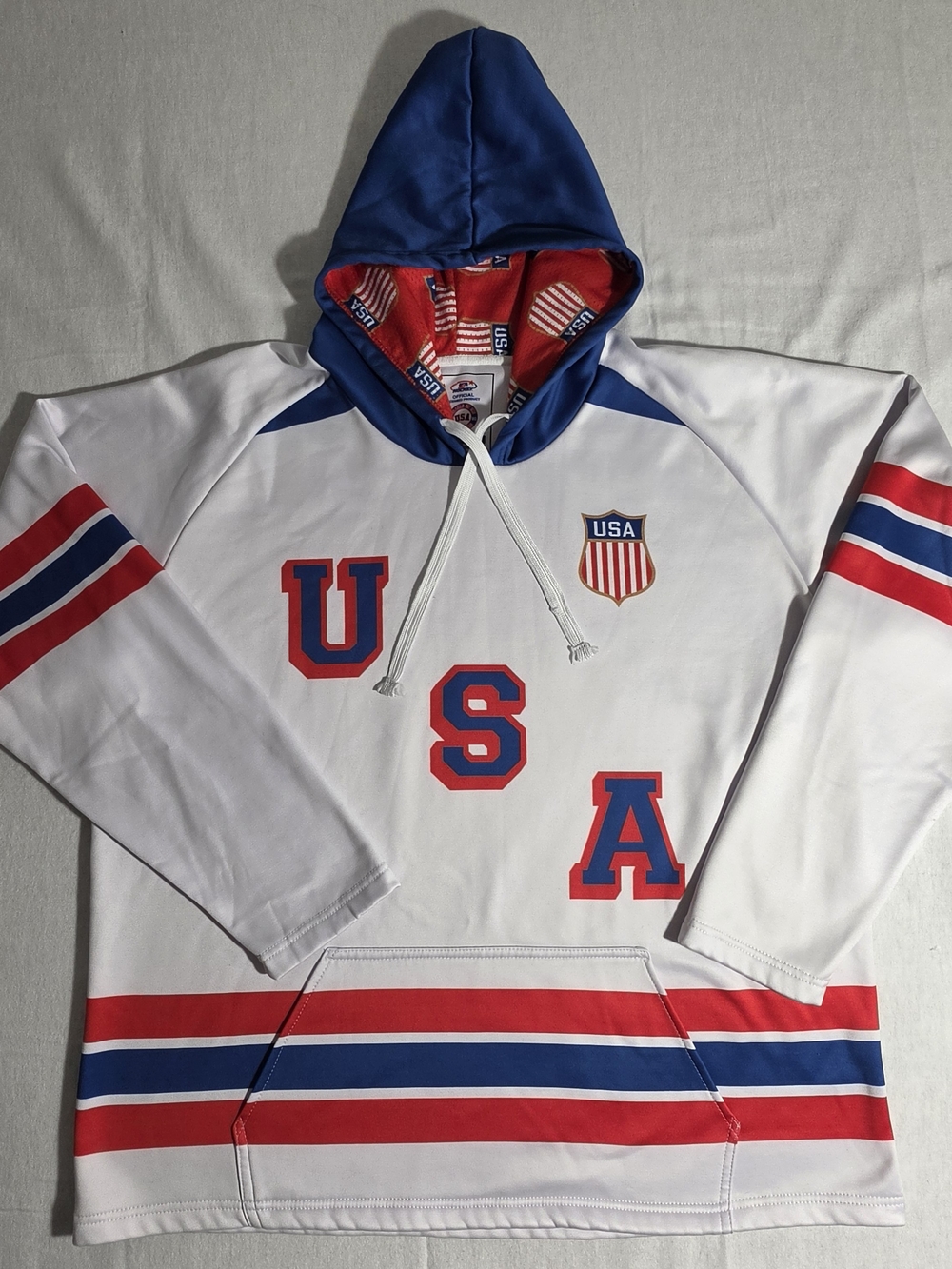 USA Hockey 1980 Miracle on Ice Jersey Hoodie White XL Lake Placid Commemorative